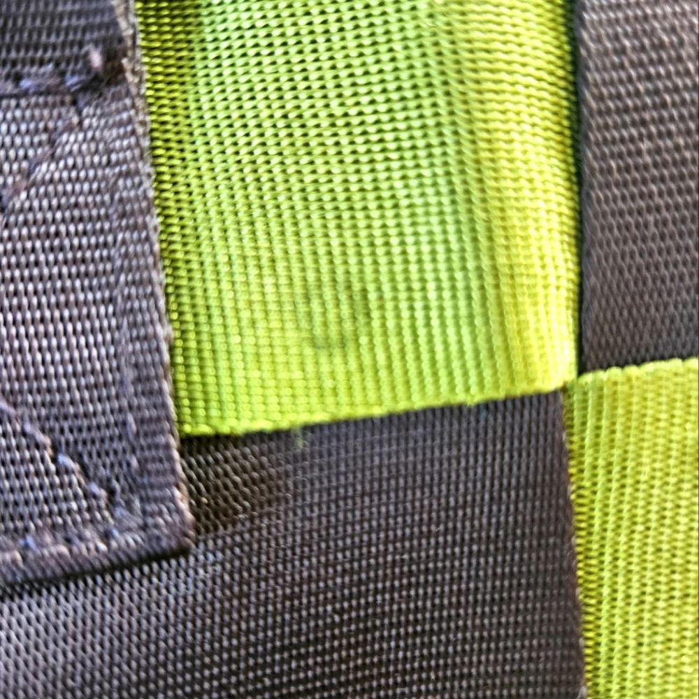Nylon Brown and Green Basket Weave Shoulder Bag Heavy Duty - Picture 8 of 9